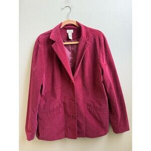 LL Bean  Jacket Womens Size 18 Vintage Blazer Red Velvet Velour